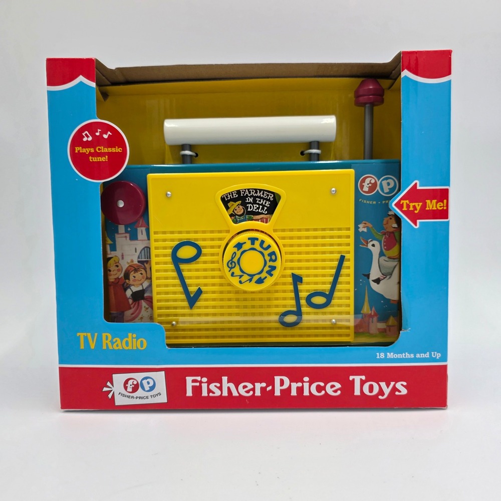 Fisher Price Toys TV Radio Plays Classic Tune Farmer in the‎ Dell Yellow Blue
